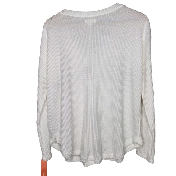 Colsie Women's Waffle Button-up Lounge Sweatshirt Size M - Picture 3 of 7
